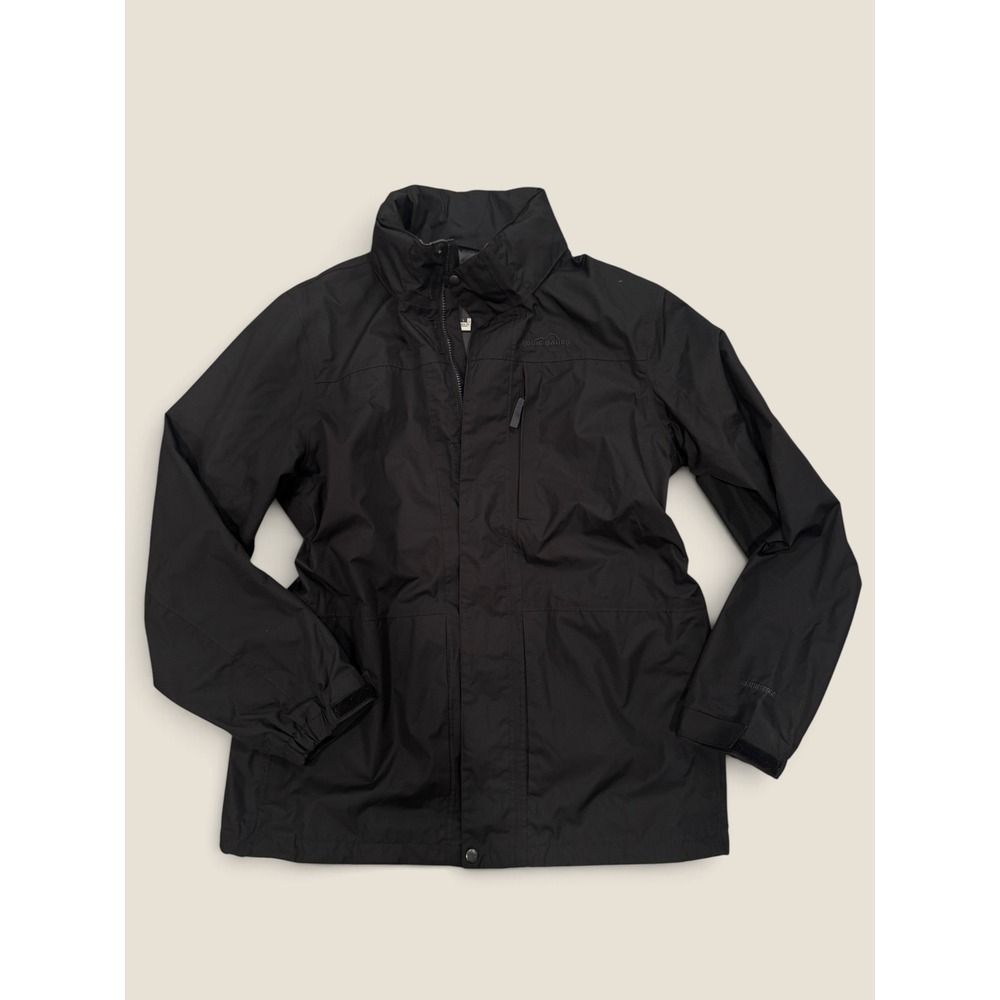 Eddie Bauer WeatherEdge Mens Black Waterproof Breathable Rain Jacket Large